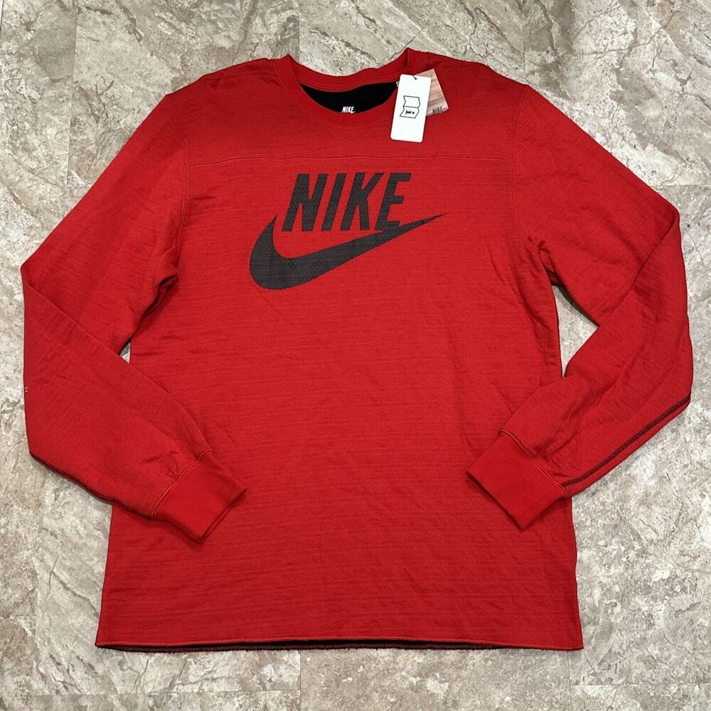 NWT SAMPLE TAGGED Mens Large Nike Red Black Long Sleeve Sweater 439281-611 RARE!
